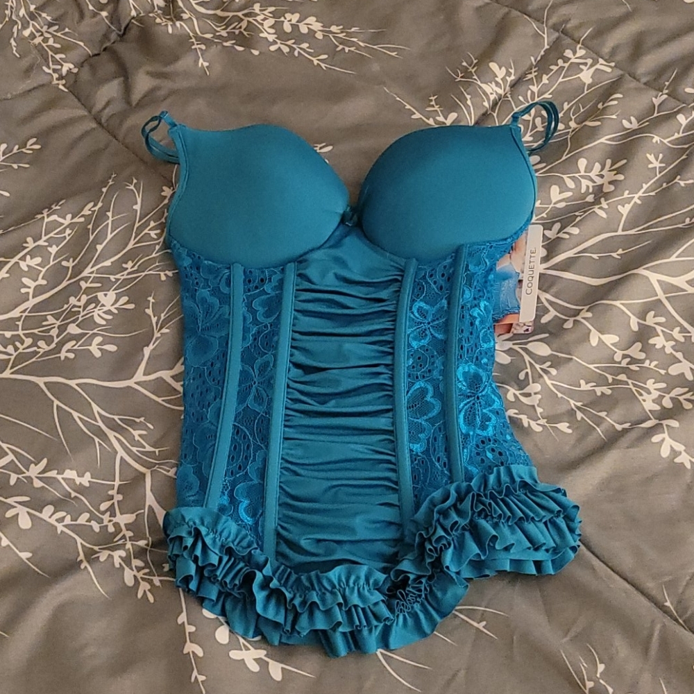 NWT teal bustier and matching g-string